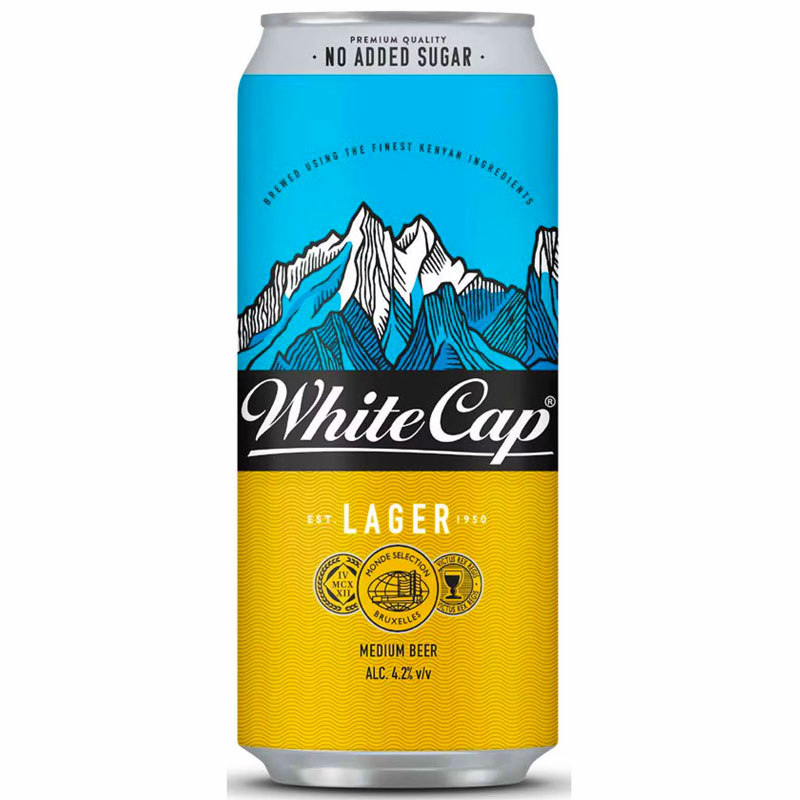 White Cap Lager Beer Can 500ml in Kenya