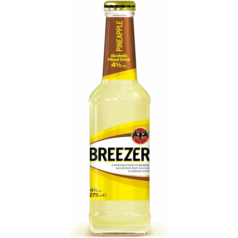 Bacardi Breezer Pineapple Flavoured Alcoholic Drink 275ml